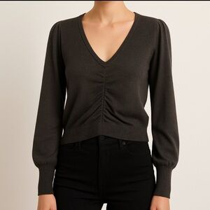 Laundry By Shelli Segal Women's Charcoal V-Neck Sweater